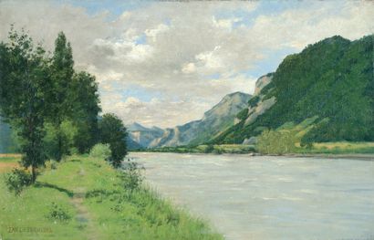 DESBROSSES Jean (1835-1906) « Bord de rivière » Huile sur toile Signée en bas à gauche...