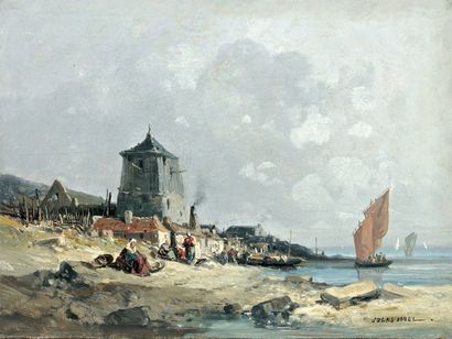 NOEL Jules (1810-1881) « Bord de mer » Huile sur toile Signée en bas à droite 24...