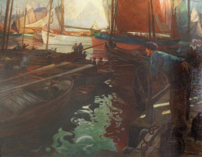 Paul RUTY (1863-?). Le port des Sables d'Olonne. Huile sur toile signée en bas à...
