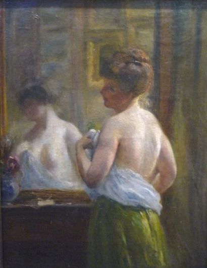 CHANET Gustave Frédéric (1862-1938) Femme à la toilette Huile sur toile, signé en...