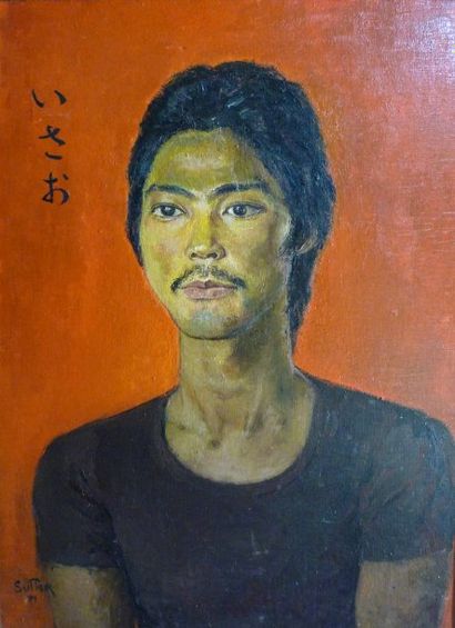SUTTER (XXe) Portrait de jeune homme asiatique Huile sur toile, signée et datée 1971...