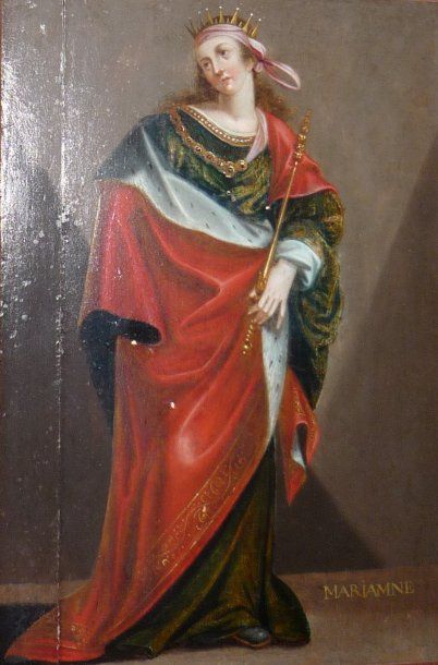 ECOLE FRANCAISE du XVIIe siècle Mariamne, reine d'Israël, portant la couronne, le...
