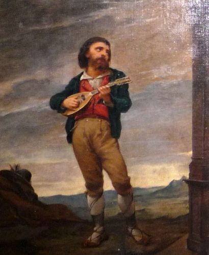 WAGNER Alexandre von (Budapest 1838 - Munich 1919) Pâtre italien jouant de la mandoline...