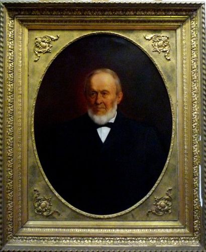 AELMAN F. (XIXème) Portrait d'homme Huile sur toile, signée au milieu à droite (Petites...