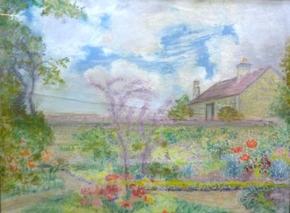 POINT Armand (1860-1932) Paysage Pastel relevé de gouache. Tampon de la vente de...