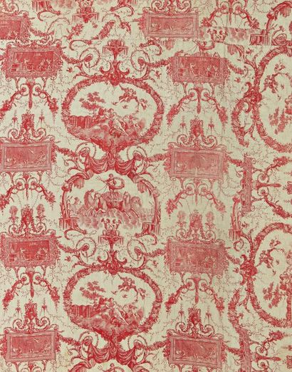 null Panneau en coton imprimée en rouge à la planche, probablement Beautiran, XVIIIème...