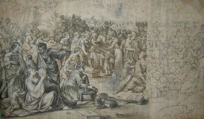 ECOLE FLAMANDE Du XVIIe siècle Jacob et Esaü à Manré, ou la mort d'Isaac (Genèse...