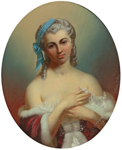 FANTIN - LATOUR Théodore Metz 1805 - Paris 1872 Portrait de jeune femme à la robe...