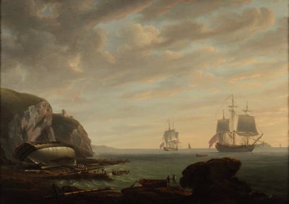 POCOCK Nicholas Bristol 1740 - Maidenhead 1821 Le naufrage du HMS Crocodile, de la...