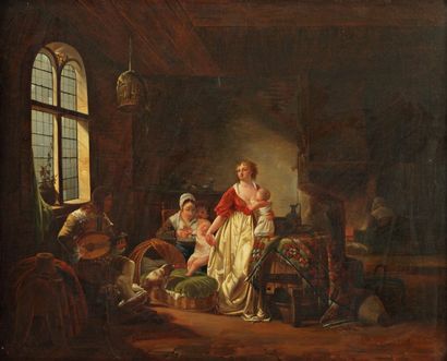 MALLET Jean - Baptiste Grasse 1759 - Paris 1835 Le souper du petit enfant pendant...