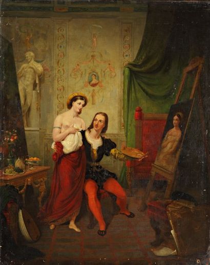 MARLET Henri - Joseph (Attribué à) Autun 1771 - Paris 1847 Raphaël et la Fornarina...