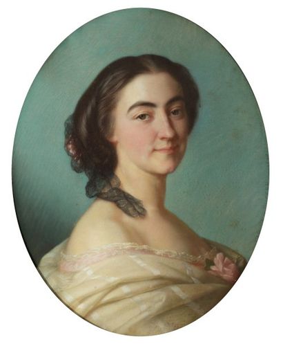 FAIVRE - DUFFER Louis - Stanislas Nancy 1818 - 1897 Portrait de trois - quart d'une...