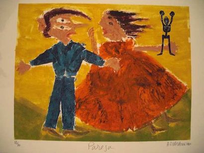 DI ROSA Hervé (1959) "Paresa", estampe, lithographie en couleurs, numérotée 18 sur...