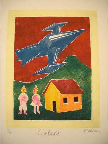 DI ROSA Hervé (1959) "Cohete", estampe, lithographie en couleurs, numérotée 18 sur...