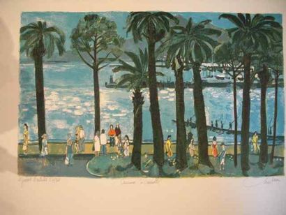 CHABRIER "Cannes, la Croisette", estampe, 27/30, épreuve d'artiste, signée en bas...