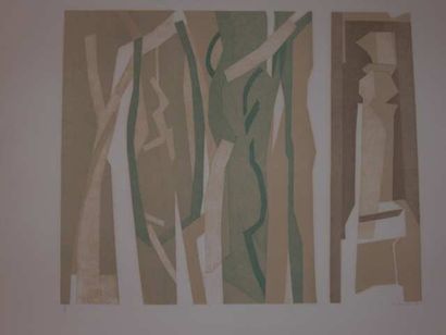 BEAUDIN "Bois vert", estampe, 18/50, signée et datée 71 en bas à droite, 48 x 65