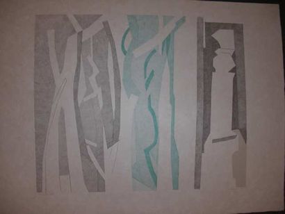 BEAUDIN "Bois mêlés", estampe, signée et datée 71 en bas à droite, 48 x 65