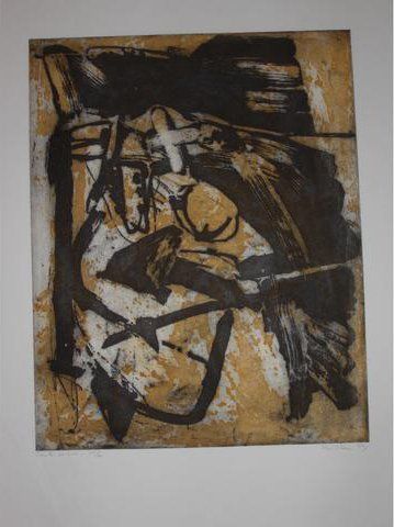 BITRAN "Chute de noir", estampe, 11/20, signée et datée 74 en bas à droite, 67 x...