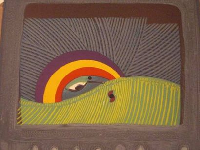 Ortega José (1921-1991) Oeil du Toucan, gravure en couleurs, signée en bas à droite,...