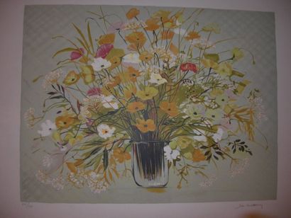 MICHEL HENRY "Bouquet", estampe, n°175/175, signée en bas à droite, 53,5x75,5 cm