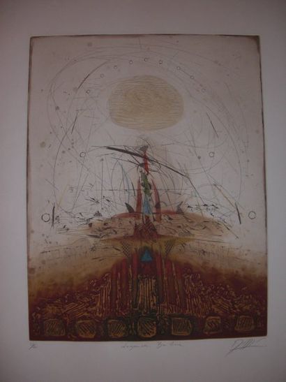 DUSSAU "Légende barbare", estampe, n°37/60, signée en bas à droite, 76x57 cm
