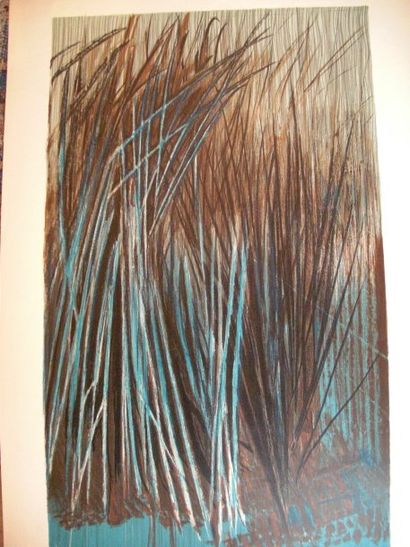 GLOOR "Herbes bleu", estampe, épreuve d'artiste, signée en bas à droite, 82x54,5...