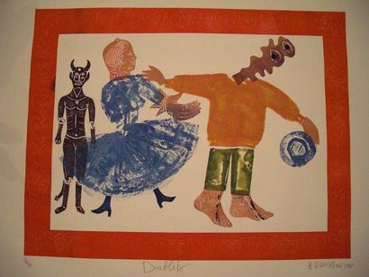 DI ROSA Hervé (1959) "Diablito", estampe, lithographie en couleurs, numérotée 18...