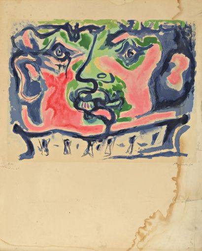 PIGNON Edouard (1905-1993) "Visage", Lithographie, signée en bas à droite, datée...