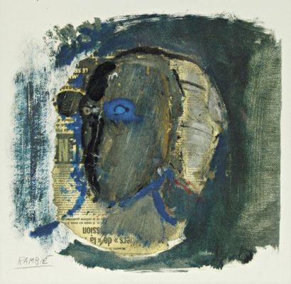 RAMBIE Paul (né en 1919) "Portrait", Sérigraphie, signée en bas à gauche. 25 x 25...