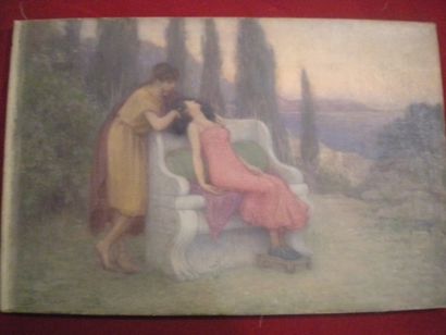 COLLIN Raphaël (1850-1916) "Scène mythologique", huile sur toile, signée en bas à...