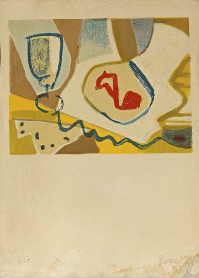 BORES Francisco (1898-1972) "Composition au verre", Lithographie, signée en bas à...