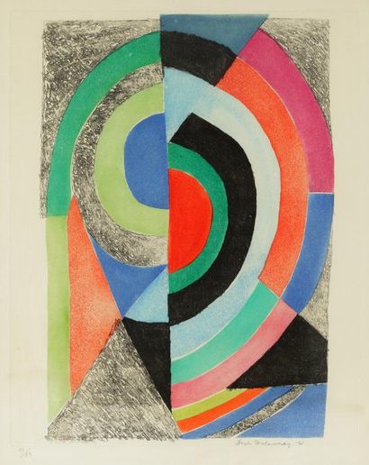 DELAUNAY Sonia (1885-1979) "Orphisme", Gravure en couleurs, signée en bas à droite,...