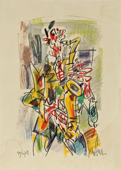 GEN PAUL (1895-1975) "Le saxophoniste", Lithographie, signée en bas à droite et n°...