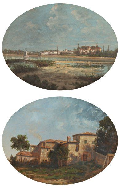 Ecole française de la fin du XIXe siècle « Paysages de Méditerranée », Paire d'aquarelles...