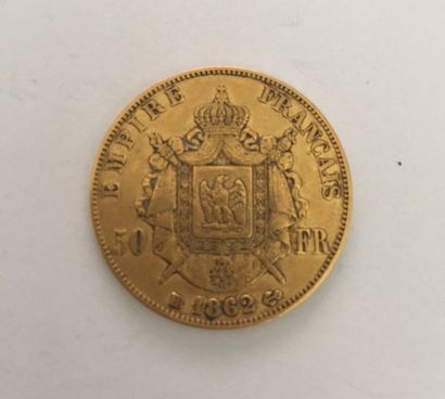 null Pièce de 50 fr or Napoléon III. 1862. P: 16 gr