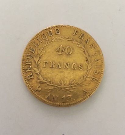  Pièce de 40 Fr or Napoléon Empereur. An 13. P: 12,8 gr