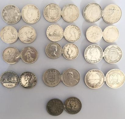 Lot de pièces en argent ( France, Italie,...