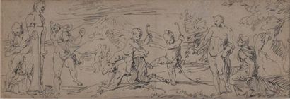 null D'après Raymond DE LAFAGE (1656-1684) "Le Satyre Chatié" eau-forte. 9,3 x 26,2...