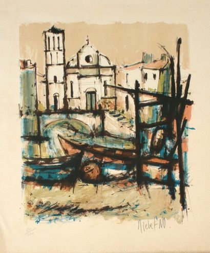 null [ESTAMPES] Ensemble d'estampes:

Aimé Daniel STEINLEN (1923-1996), Bord de rivière,...