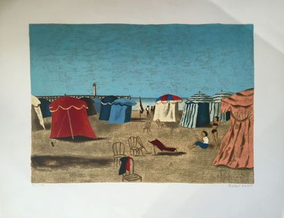 null Roland OUDOT (1897-1981) "La plage" Lithographie couleurs, signée et n° 36/99....