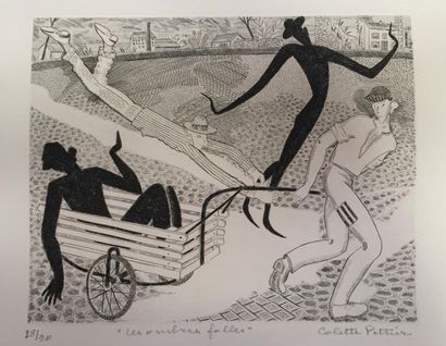 null Colette PETTIER (1907-1983), "Les ombres folles", Lithographie, signée dans...