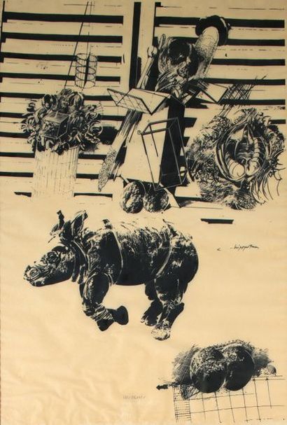 null Vladimir VELICKOVIC (1935) "Hippopotamus" serigraphie n°15, Signée en bas. Datée...