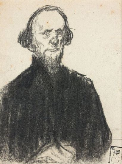 null Théophile Alexandre STEINLEN (1859-1923) "portrait de magistrat" crayon. Porte...