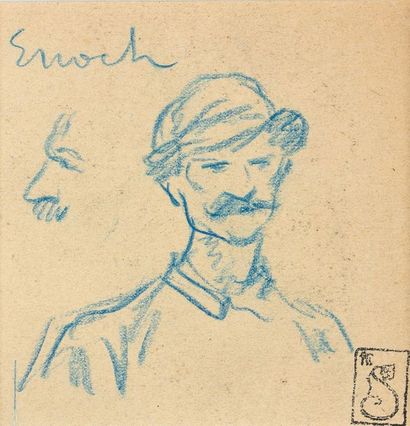 null Théophile Alexandre STEINLEN (1859-1923) "Portrait d'homme à la casquette" crayon...