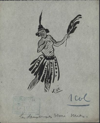 null Charles Félix GIR (1883-1941) "Les danseuses demi-nues" Encre, signée en bas...