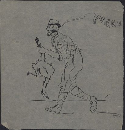null Charles Félix GIR (1883-1941) "Menu" Encre, non signée. 16,5 x 16 cm. Pliur...