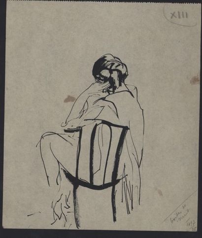 null Charles Félix GIR (1883-1941) "Boite de nuit - femme assise" Encre non signée....