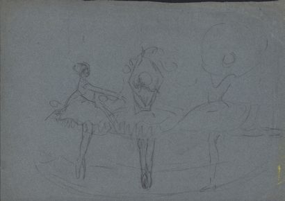 null Charles Félix GIR (1883-1941) "Etude de danseuses" Crayon sur papier bleu, non...