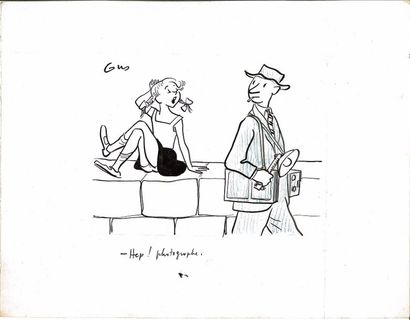 null GUS (Gustave Erlich dit, 1911-1997), ''Hep, photographe'' Encre de Chine & crayon...