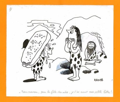 null KAMB (Jacques KAMBOUCHNER dit) (1933-2015) "Fête des Mères " Encre et crayon...